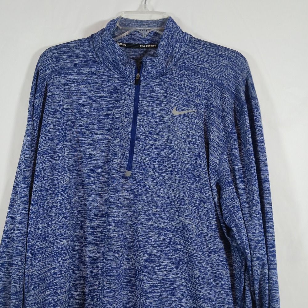 Nike Running Pullover Mens XL Blue Excellent Dri-FIT Quarter Zip Space Dye Top